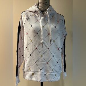 Tommy Hilfiger White and Navy Patterned Hoodie
